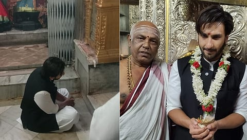 Bollywood Actor Ranveer Singh visits Chamundeshwari temple in Mysuru