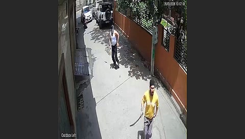 CCTV grab of injured AAP leader who sustained bullet injury in clash between two groups over parking of car in Amritsar on Thursday.