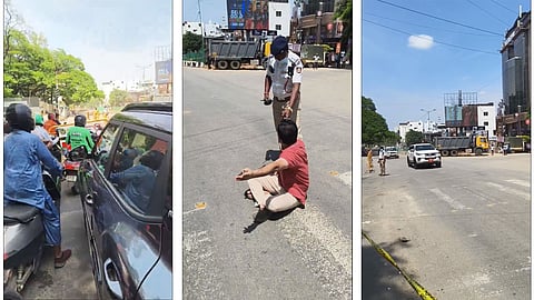 Bengaluru Man Protests On Road