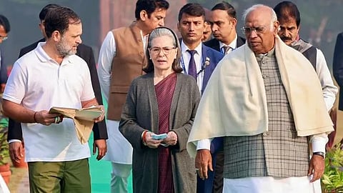 Rahul, sonia and Kharge Casual Images
