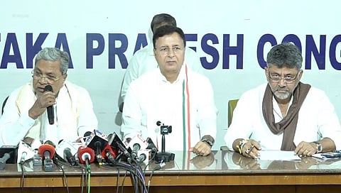 Siddaramaiah, Randeep Surjewala, DK Shivakumar