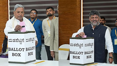 Former CM Siddaramaiah and current CM DK Shivakumar cast their vote.
