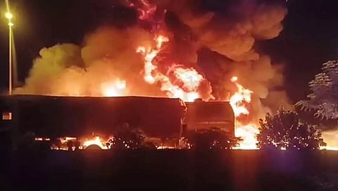 Two trucks catch fire