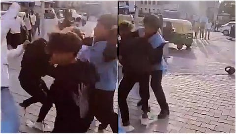 Fight of Nepali youths in front of Vidhana Soudha 