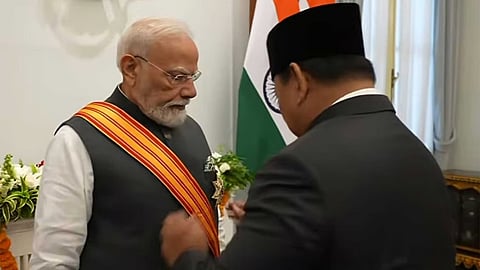 PM Narendra Modi was conferred Indonesia's highest civilian honour -- 'Bintang Adipurna' by President Prabowo Subianto.