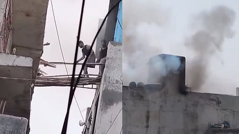 Scenes of people being rescued