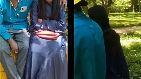 Urdu speaking man films a woman and demands remove her burqa