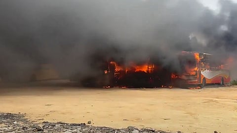 4 private buses gutted in massive blaze near Anekal