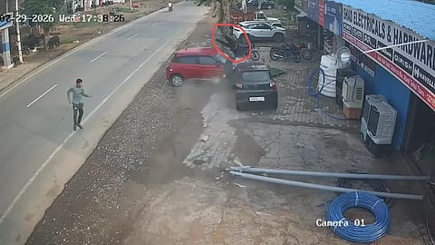 Speeding car ploughs into tile showroom in Haryana