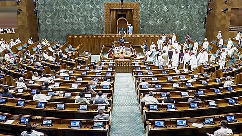 Opposition MPs stage a protest in Lok Sabha during the Monsoon session of Parliament, in New Delhi, Friday, July 31, 2026. 