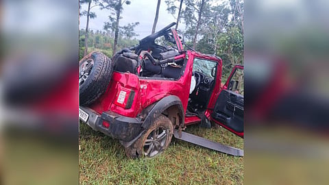 Mahindra Thar toppled near Nelamangala