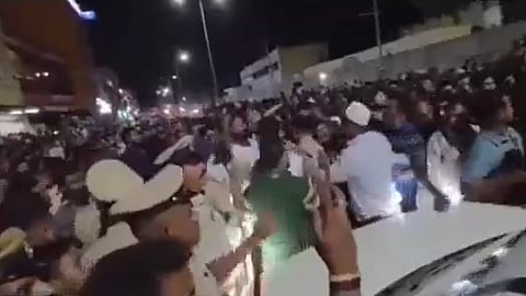 hundreds of people gathered near the hospital and police station in Kolar