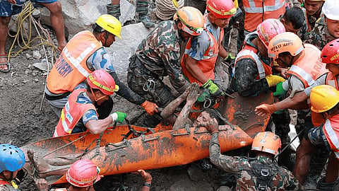 The two men, identified as Sanjay Shah and Kabir Maharjan, were pulled out during an ongoing search and rescue operation at the hydropower project. 