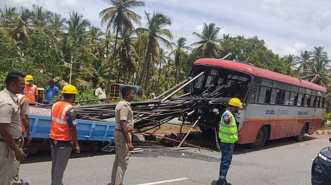 Driver die as KSRTC bus rams tractor in Mandya