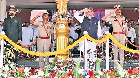 Chief Minister D K Shivakumar inaugurates the 79th Kalyana Karnataka Utsava in Kalaburagi on Thursday
