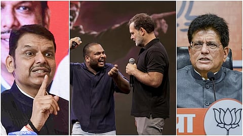 Devendra Fadnavis, Rahul Gandhi and Piyush Goyal 