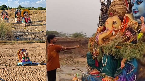 Ganesh Idols Left on Dry Riverbanks in Rayalaseema as Rains Finally Arrive