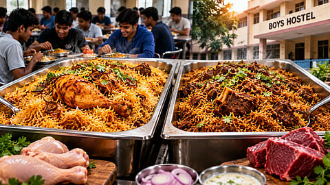 Beef alongside chicken biryani in government hostels