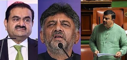 Gautam Adani, D K Shivakumar and V Sunil Kumar 