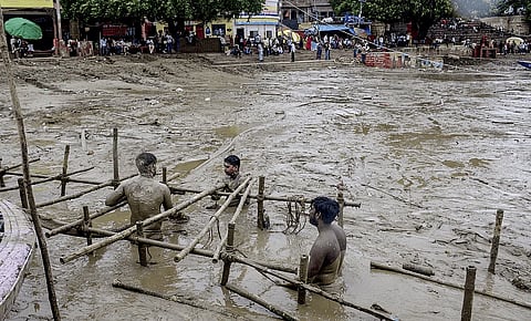 The heavy rain caused waterlogging and traffic disruptions in several areas,