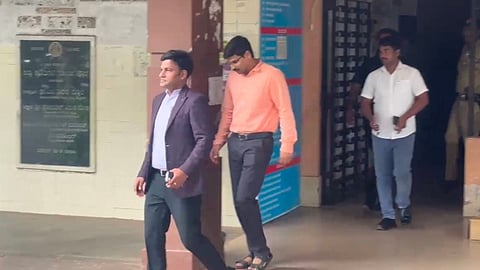 SIT chief N Shashi Kumar, Mangaluru City police commissioner Sudheer Kumar Reddy leave SIT office at the old DC office building in Mangaluru