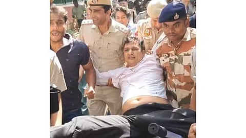 Aam Aadmi Party (AAP) Delhi president Saurabh Bhardwaj detained by Delhi police.