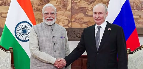 PM Narendra Modi and Vladimir Putin 