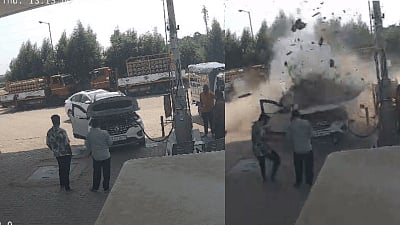 CNG car explodes while refuelling on NH-48 near Gujarat's Karjan