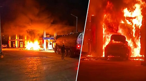 fire at petrol station