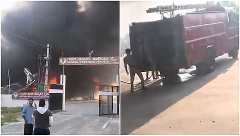 Massive fire at Garuda Mart Industries, an electronics manufacturing unit in Mastenahalli Industrial Area, Chikkaballapur 