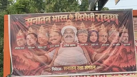 Hoardings depicting Rahul Gandhi, Akhilesh, Musk as Ravan appear