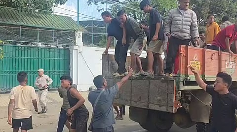 Protesters outside Manipur CM's residence