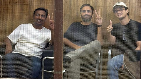CJP leaders Saurav Das (right) and Ashutosh Ranka (middle)/ANI Photo