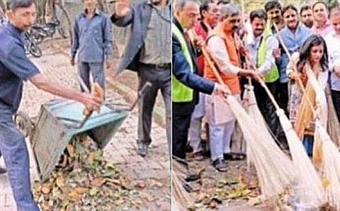 ಕಾರ್ಮಿಕನೊಬ್ಬ ಕಸದ ರಾಶಿ ಸುರಿಯುತ್ತಿರುವ ದೃಶ್ಯದ  ಸಾಂಧರ್ಭಿಕ ಚಿತ್ರ