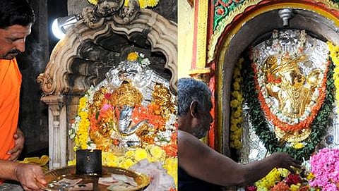 ಜಯಾ ಪಬ್ಲಿಕೇಷನ್ಸ್‌ ನೀಡಿದ ಚಿನ್ನ ಆಭರಣಗಳಿಂದ ಅಲಂಕೃತಗೊಂಡಿರುವ ಗಣಪತಿ ಮತ್ತು ಹನುಮಂತನ ವಿಗ್ರಹಗಳು.