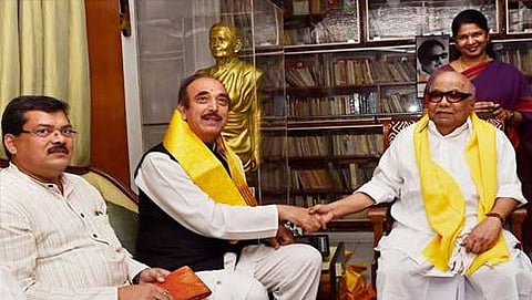 ಕಾಂಗ್ರೆಸ್ ನಾಯಕ ಗುಲಾಂ ನಬಿ ಆಜಾದ್- ಡಿಎಂಕೆ ನಾಯಕ ಕರುಣಾನಿಧಿ