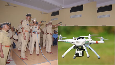 ಕರ್ನಾಟಕ ಪೊಲೀಸ್ ಮತ್ತು ಡ್ರೋನ್ ಕ್ಯಾಮೆರಾ (ಸಂಗ್ರಹ ಚಿತ್ರ)