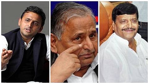 ಅಖಿಲೇಶ್ ಯಾದವ್, ಮುಲಾಯಂ ಸಿಂಗ್  ಯಾದವ್ ಮತ್ತು ಶಿವಪಾಲ್  ಯಾದವ್