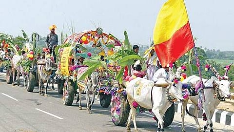 ಹಂಪಿ ಉತ್ಸವಕ್ಕೆ ತೆರಳುತ್ತಿರುವ ರೈತರು