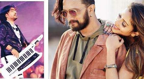 ಹೆಬ್ಬುಲಿ ಸಂಗೀತ ನಿರ್ದೇಶಕ ಅರ್ಜುನ್ ಜನ್ಯ ಮತ್ತು ನಟರಾದ ಸುದೀಪ್-ಅಮಲಾ ಪೌಲ್