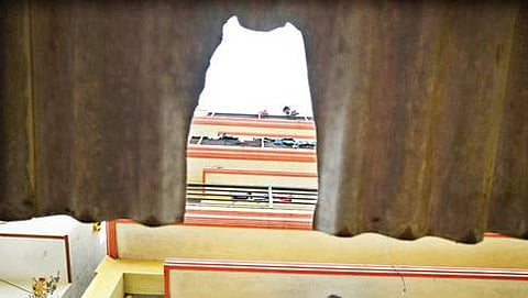 ಮಹಡಿಯಿಂದ ಮಗು ಎಸೆದ ಕಟ್ಟಡದ ಹೊರನೋಟ