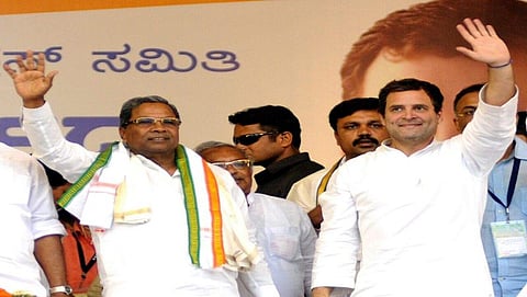 ಮೈಸೂರು ಸಮಾವೇಶದಲ್ಲಿ ರಾಹುಲ್ ಗಾಂಧಿ ಮತ್ತು ಸಿದ್ದರಾಮಯ್ಯ