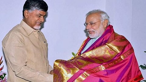 ಪ್ರಧಾನಿ ನರೇಂದ್ರ ಮೋದಿ ಆಂಧ್ರಪ್ರದೇಶ ಮುಖ್ಯಮಂತ್ರಿ ಚಂದ್ರಬಾಬು ನಾಯ್ಡು ಅವರೊಂದಿಗೆ(ಸಂಗ್ರಹ ಚಿತ್ರ)