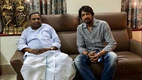 ಸಿಎಂ ಸಿದ್ದರಾಮಯ್ಯ ನಿವಾಸದಲ್ಲಿ ನಟ ಸುದೀಪ್ (ಚಿತ್ರ ಕೃಪೆ: ಟ್ವಿಟರ್)