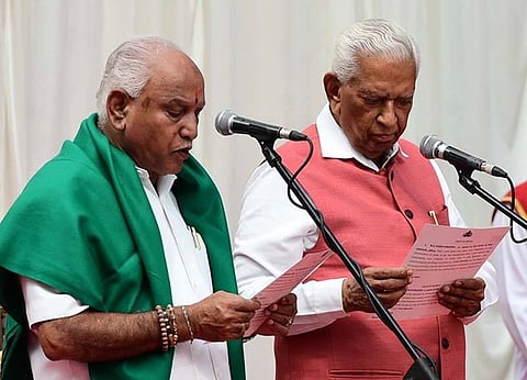 ಬಿಜೆಪಿ ರಾಜ್ಯಾಧ್ಯಕ್ಷ ಬಿಎಸ್ ಯಡಿಯೂರಪ್ಪ ಅವರು ಕರ್ನಾಟಕದ 24ನೇ ಮುಖ್ಯಮಂತ್ರಿಯಾಗಿ ಪ್ರಮಾಣ ವಚನ ಸ್ವೀಕರಿಸಿದ್ದಾರೆ.