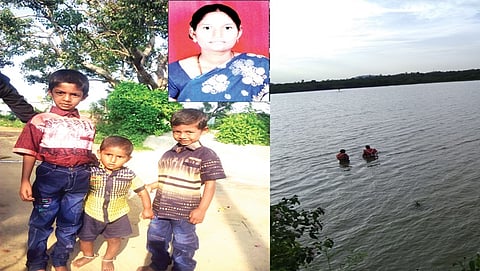 ಮಾಲೂರು:  ಕಾನ್ವೆಂಟ್ ಶಾಲೆ ಬೇಡ ಎಂದದ್ದಕ್ಕೆ 3 ಮಕ್ಕಳನ್ನು ಕೆರೆಗೆ ದೂಡಿ ತಾಯಿ ಆತ್ಮಹತ್ಯೆ