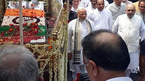 ವಾಜಪೇಯಿ ಅಂತಿಮ ಯಾತ್ರೆಯಲ್ಲಿ ಪ್ರಧಾನಿ ಮೋದಿ, ಅಮಿತ್ ಶಾ