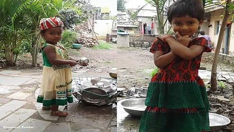 ಯೋಧನ ಮಕ್ಕಳಾದ ಐಶ್ವರ್ಯಾ ಹಾಗೂ ಜಯಶ್ರೀ