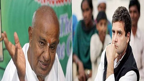 ಹೆಚ್ ಡಿ ದೇವೇಗೌಡ ಮತ್ತು ರಾಹುಲ್ ಗಾಂಧಿ(ಸಂಗ್ರಹ ಚಿತ್ರ)