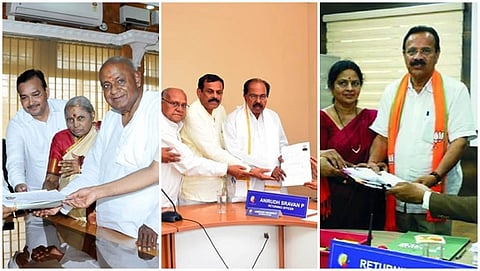 ನಾಮಪತ್ರ ಸಲ್ಲಿಸುತ್ತಿರುವ ನಾಯಕರು